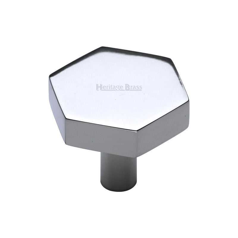 Heritage Brass Cabinet Knob Hexagon Design 32mm Polished Chrome finish - C4344 32-PC - Choice Handles
