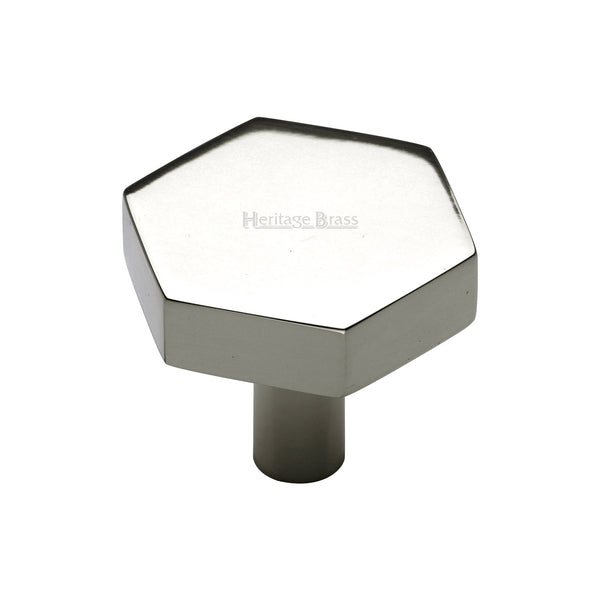 Heritage Brass Cabinet Knob Hexagon Design 32mm Polished Nickel - C4344 32-PNF - Choice Handles