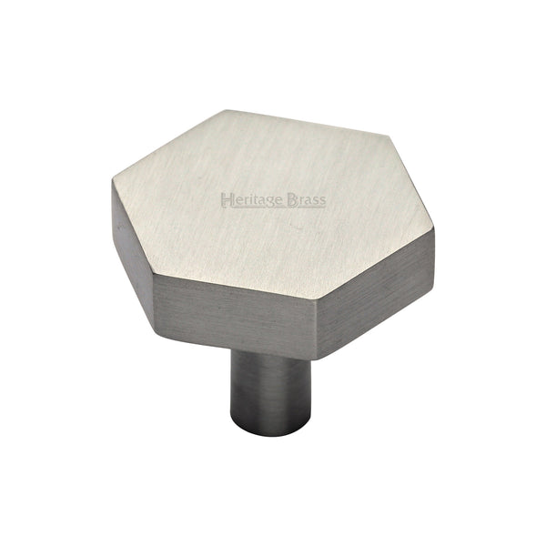 Heritage Brass Cabinet Knob Hexagon Design 32mm Satin Nickel finish - C4344 32-SN - Choice Handles