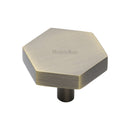 Heritage Brass Cabinet Knob Hexagon Design 38mm Antique Brass finish - C4344 38-AT - Choice Handles