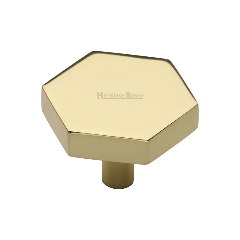 Heritage Brass Cabinet Knob Hexagon Design 38mm Polished Brass finish - C4344 38-PB - Choice Handles