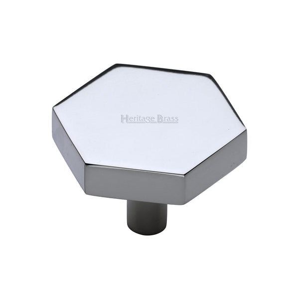 Heritage Brass Cabinet Knob Hexagon Design 38mm Polished Chrome finish - C4344 38-PC - Choice Handles