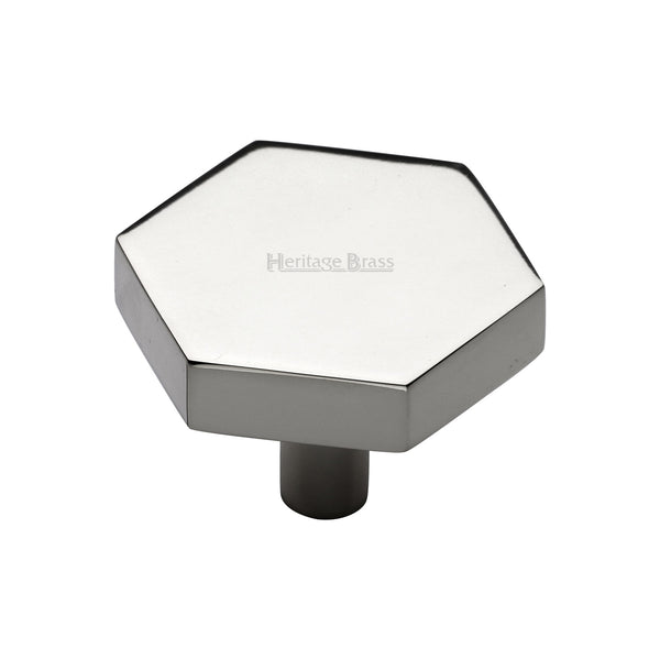 Heritage Brass Cabinet Knob Hexagon Design 38mm Polished Nickel - C4344 38-PNF - Choice Handles