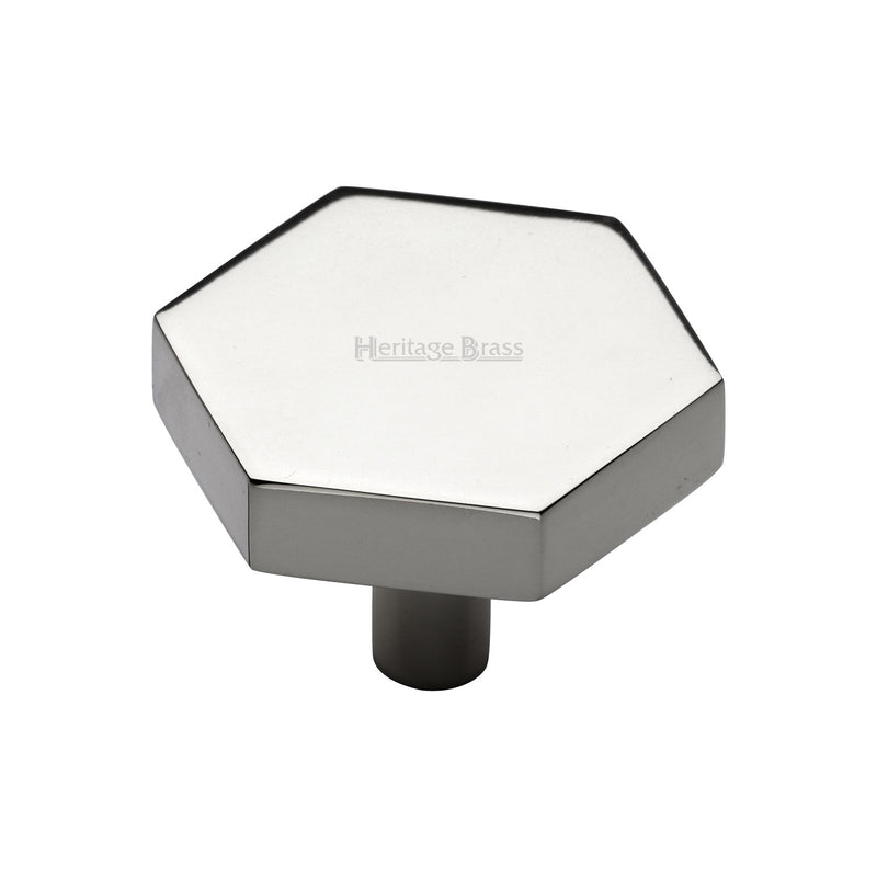 Heritage Brass Cabinet Knob Hexagon Design 38mm Polished Nickel - C4344 38-PNF - Choice Handles