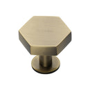 Heritage Brass Cabinet Knob Hexagon Design with Rose 32mm Antique Brass finish - C4345 32-AT - Choice Handles