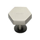 Heritage Brass Cabinet Knob Hexagon Design with Rose 32mm Matt Bronze/Satin Nickel finish - C4345 32-BSN - Choice Handles