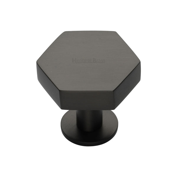 Heritage Brass Cabinet Knob Hexagon Design with Rose 32mm Matt Bronze finish - C4345 32-MB - Choice Handles