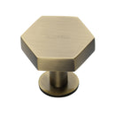 Heritage Brass Cabinet Knob Hexagon Design with Rose 38mm Antique Brass finish - C4345 38-AT - Choice Handles