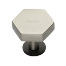 Heritage Brass Cabinet Knob Hexagon Design with Rose 38mm Matt Bronze/Satin Nickel finish - C4345 38-BSN - Choice Handles