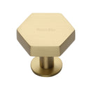 Heritage Brass Cabinet Knob Hexagon Design with Rose 38mm Satin Brass finish - C4345 38-SB - Choice Handles
