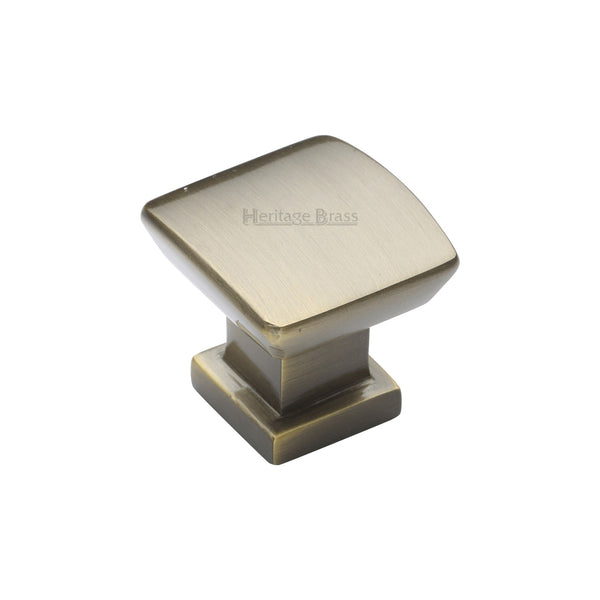 Heritage Brass Cabinet Knob Plinth Design with base 25mm Antique Brass finish - C4382 25-AT - Choice Handles