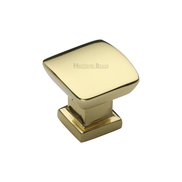 Heritage Brass Cabinet Knob Plinth Design with base 25mm Polished Brass finish - C4382 25-PB - Choice Handles