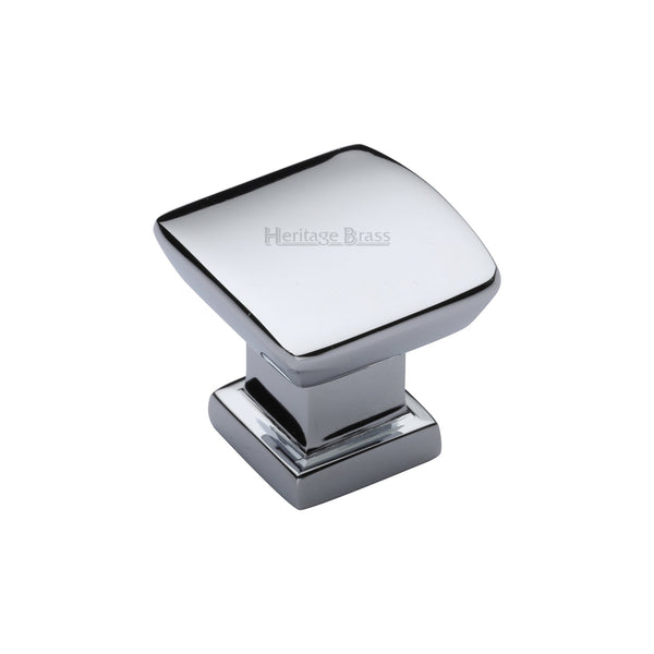 Heritage Brass Cabinet Knob Plinth Design with base 25mm Polished Chrome finish - C4382 25-PC - Choice Handles