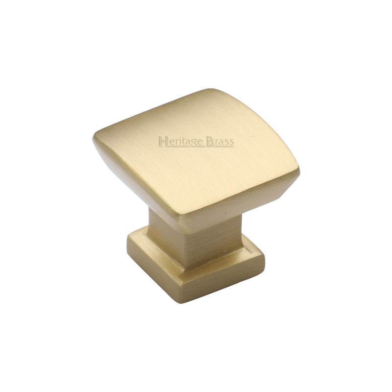 Heritage Brass Cabinet Knob Plinth Design with base 25mm Satin Brass finish - C4382 25-SB - Choice Handles