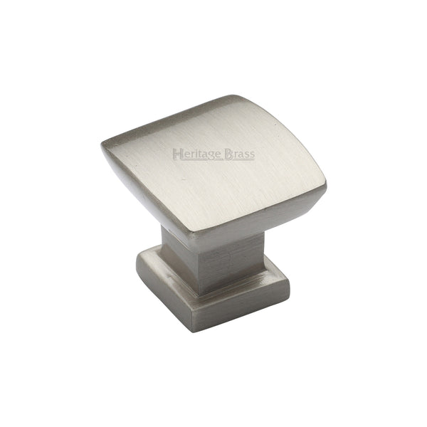 Heritage Brass Cabinet Knob Plinth Design with base 25mm Satin Nickel finish - C4382 25-SN - Choice Handles