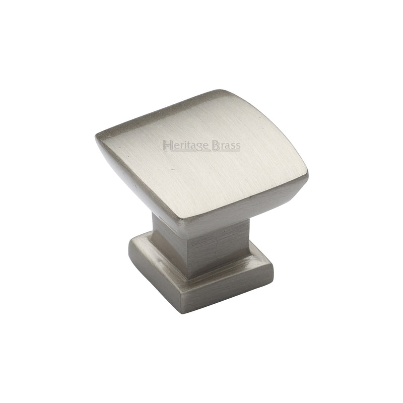 Heritage Brass Cabinet Knob Plinth Design with base 25mm Satin Nickel finish - C4382 25-SN - Choice Handles