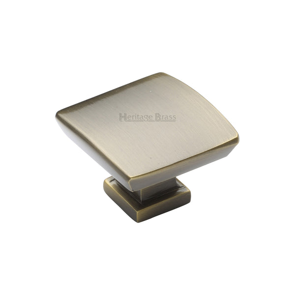 Heritage Brass Cabinet Knob Plinth Design with base 35mm Antique Brass finish - C4382 35-AT - Choice Handles