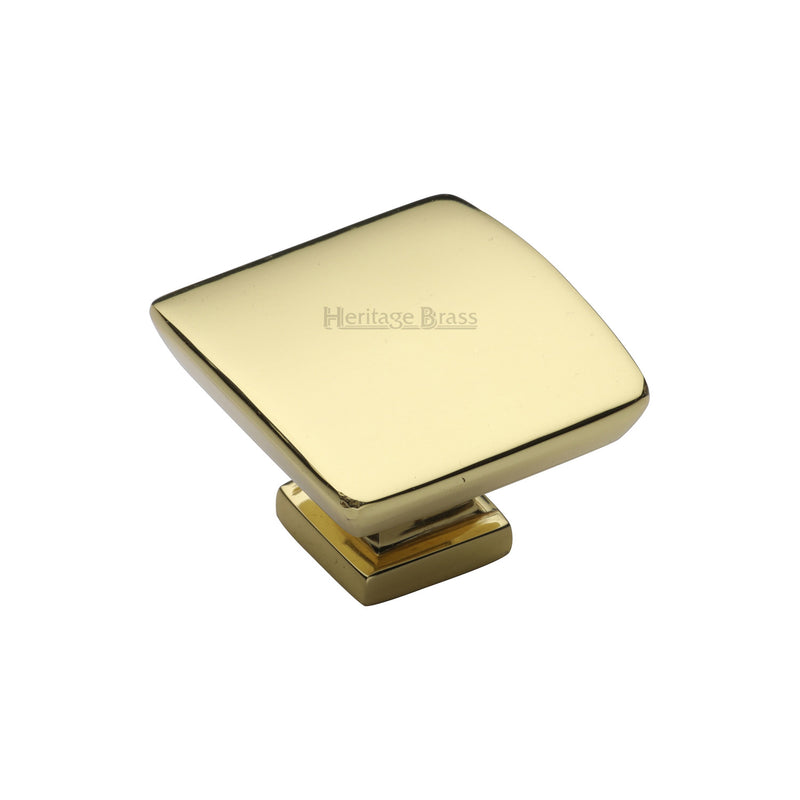 Heritage Brass Cabinet Knob Plinth Design with base 35mm Polished Brass finish - C4382 35-PB - Choice Handles