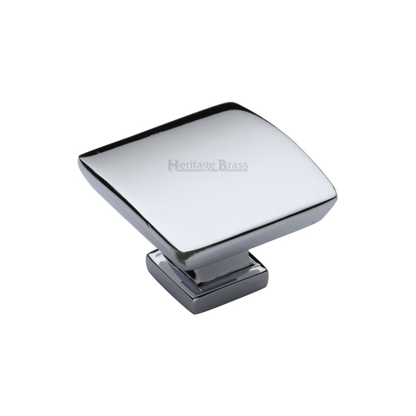 Heritage Brass Cabinet Knob Plinth Design with base 35mm Polished Chrome finish - C4382 35-PC - Choice Handles