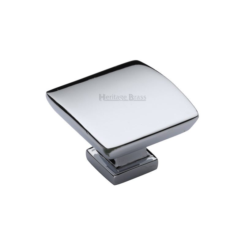 Heritage Brass Cabinet Knob Plinth Design with base 35mm Polished Chrome finish - C4382 35-PC - Choice Handles