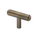 Heritage Brass Cabinet Knob Knurled T-Bar Design 45mm Antique Brass finish - C4415-AT - Choice Handles