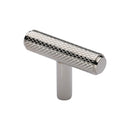 Heritage Brass Cabinet Knob Knurled T-Bar Design 45mm Polished Nickel - C4415-PNF - Choice Handles