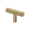 Heritage Brass Cabinet Knob Knurled T-Bar Design 45mm Satin Brass finish - C4415-SB - Choice Handles
