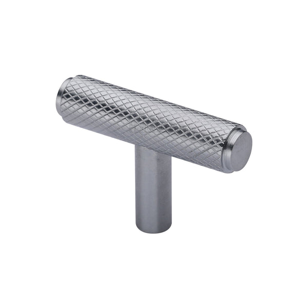 Heritage Brass Cabinet Knob Knurled T-Bar Design 45mm Satin Chrome finish - C4415-SC - Choice Handles
