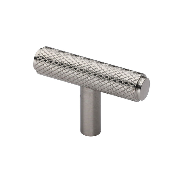 Heritage Brass Cabinet Knob Knurled T-Bar Design 45mm Satin Nickel finish - C4415-SN - Choice Handles