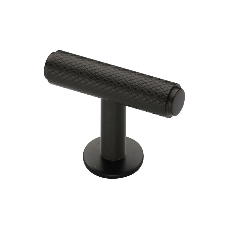 Heritage Brass Cabinet Knob Knurled T-Bar Design with Rose 45mm Matt Bronze finish - C4416-MB - Choice Handles
