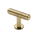 Heritage Brass Cabinet Knob Knurled T-Bar Design with Rose 45mm Polished Brass finish - C4416-PB - Choice Handles