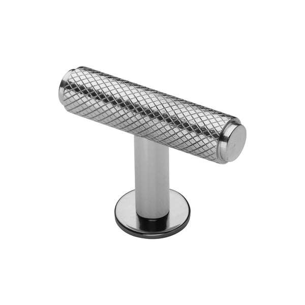 Heritage Brass Cabinet Knob Knurled T-Bar Design with Rose 45mm Polished Chrome finish - C4416-PC - Choice Handles