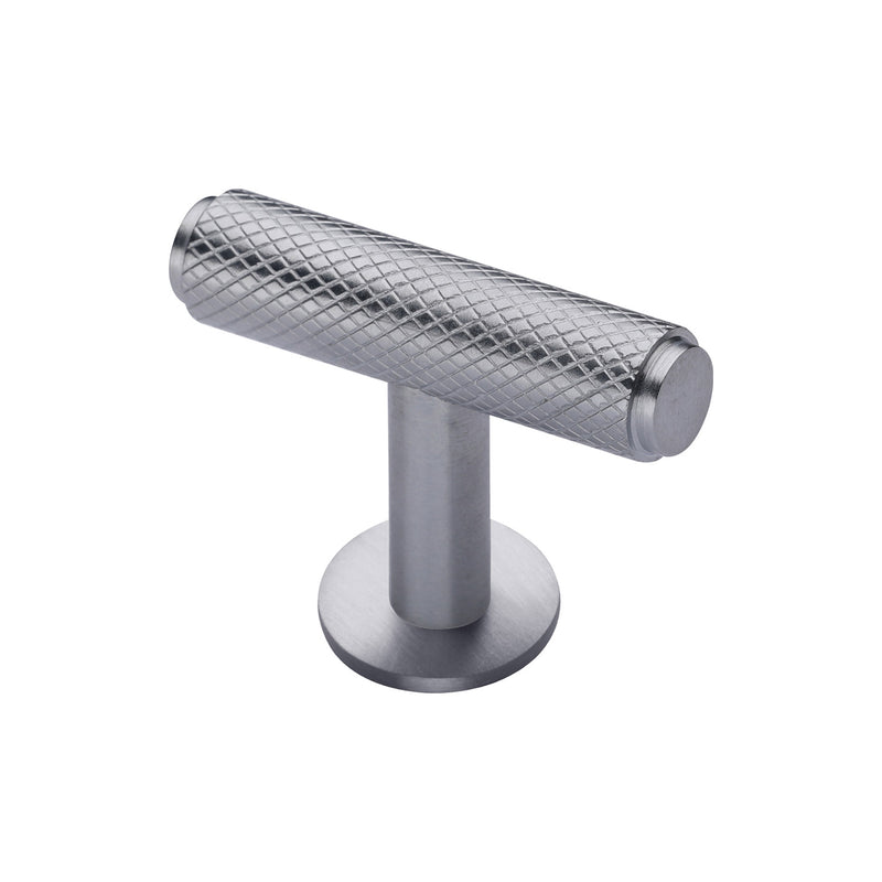 Heritage Brass Cabinet Knob Knurled T-Bar Design with Rose 45mm Satin Chrome finish - C4416-SC - Choice Handles