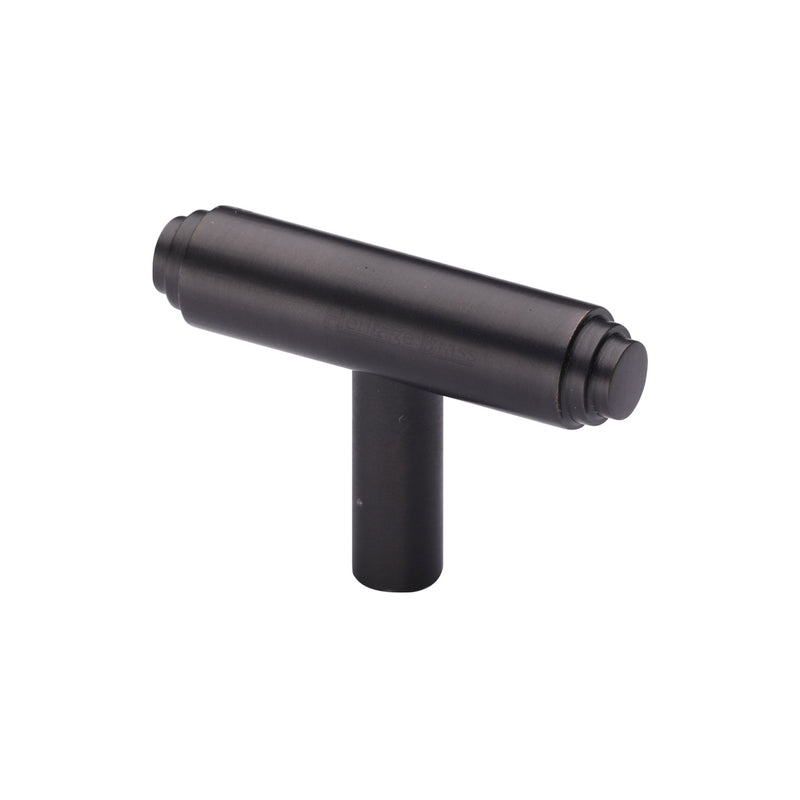 Heritage Brass Cabinet Knob Stepped T-Bar Design 45mm Matt Bronze finish - C4445-MB - Choice Handles