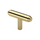 Heritage Brass Cabinet Knob Stepped T-Bar Design 45mm Polished Brass finish - C4445-PB - Choice Handles