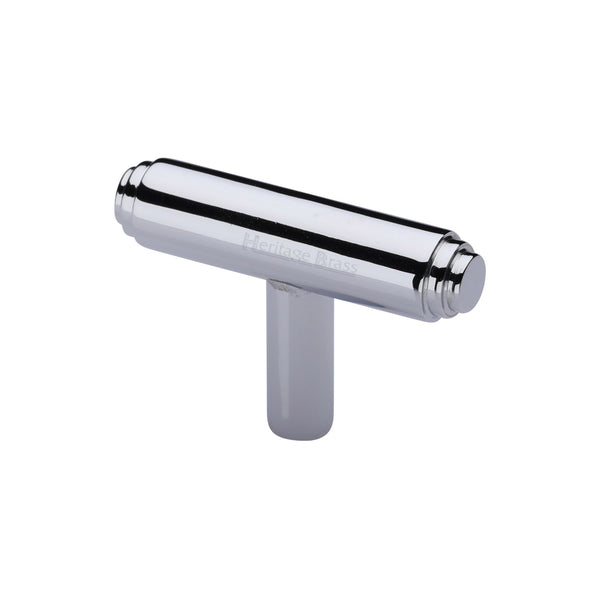 Heritage Brass Cabinet Knob Stepped T-Bar Design 45mm Polished Chrome finish - C4445-PC - Choice Handles