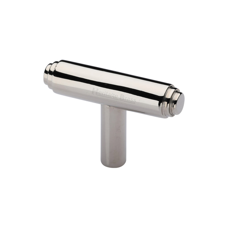 Heritage Brass Cabinet Knob Stepped T-Bar Design 45mm Polished Nickel - C4445-PNF - Choice Handles