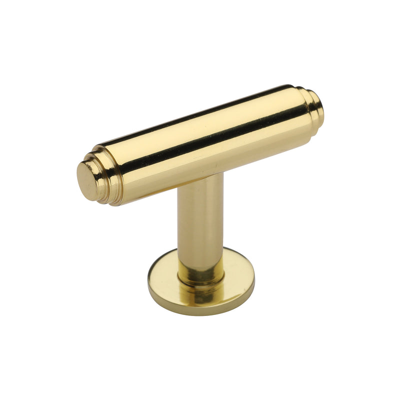 Heritage Brass Cabinet Knob Stepped T-Bar Design with Rose 45mm Polished Brass finish - C4447-PB - Choice Handles