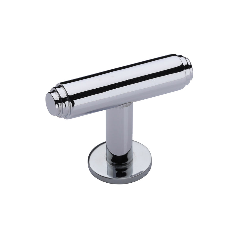 Heritage Brass Cabinet Knob Stepped T-Bar Design with Rose 45mm Polished Chrome finish - C4447-PC - Choice Handles