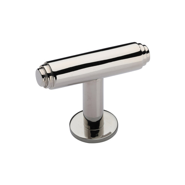 Heritage Brass Cabinet Knob Stepped T-Bar Design with Rose 45mm Polished Nickel - C4447-PNF - Choice Handles