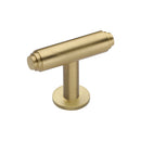 Heritage Brass Cabinet Knob Stepped T-Bar Design with Rose 45mm Satin Brass finish - C4447-SB - Choice Handles