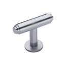 Heritage Brass Cabinet Knob Stepped T-Bar Design with Rose 45mm Satin Chrome finish - C4447-SC - Choice Handles