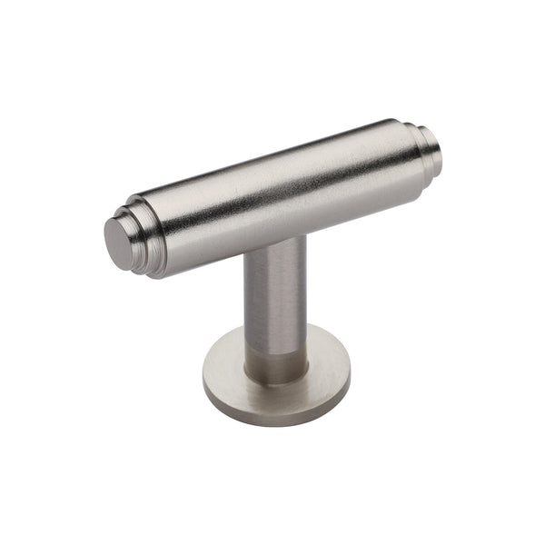 Heritage Brass Cabinet Knob Stepped T-Bar Design with Rose 45mm Satin Nickel finish - C4447-SN - Choice Handles