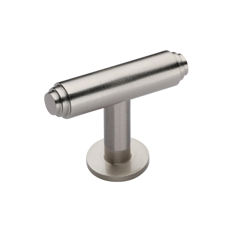 Heritage Brass Cabinet Knob Stepped T-Bar Design with Rose 45mm Satin Nickel finish - C4447-SN - Choice Handles
