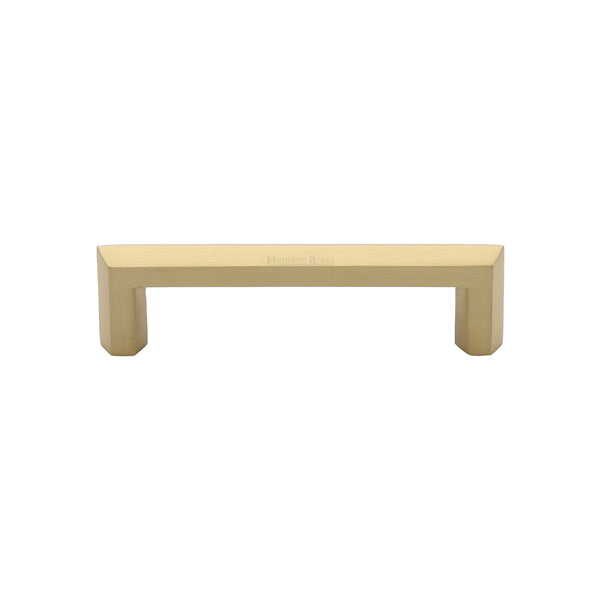 Heritage Brass Cabinet Pull Hex Profile Design 102mm CTC Satin Brass Finish - C4473 102-SB - Choice Handles