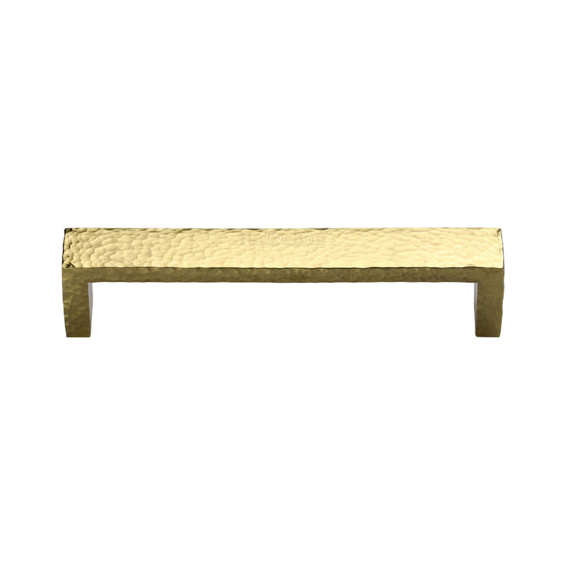 Heritage Brass Cabinet Pull Hammered Wide Metro Design 101mm CTC Polished Brass Finish - C4525 101-PB - Choice Handles