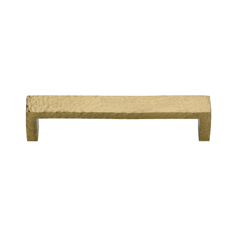 Heritage Brass Cabinet Pull Hammered Wide Metro Design 101mm CTC Satin Brass Finish - C4525 101-SB - Choice Handles