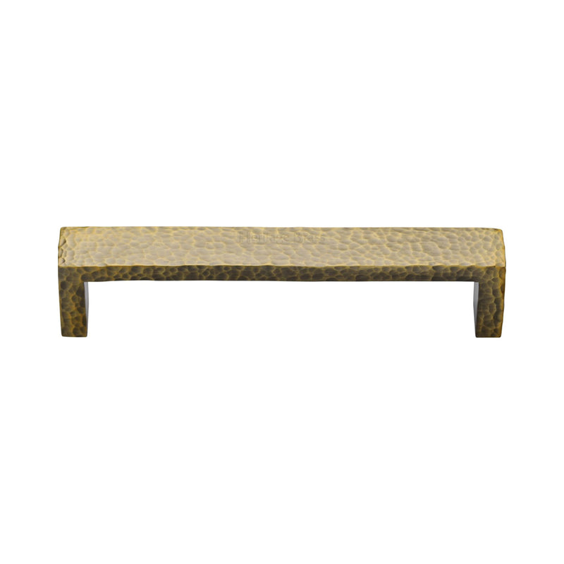 Heritage Brass Cabinet Pull Hammered Wide Metro Design 128mm CTC Antique Brass Finish - C4525 128-AT - Choice Handles