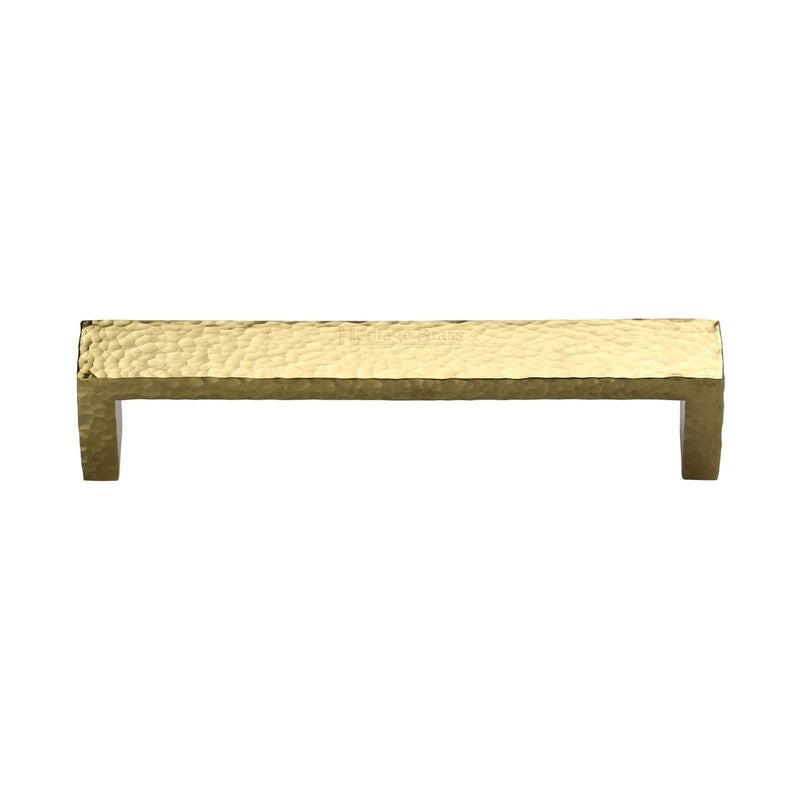 Heritage Brass Cabinet Pull Hammered Wide Metro Design 160mm CTC Polished Brass Finish - C4525 160-PB - Choice Handles