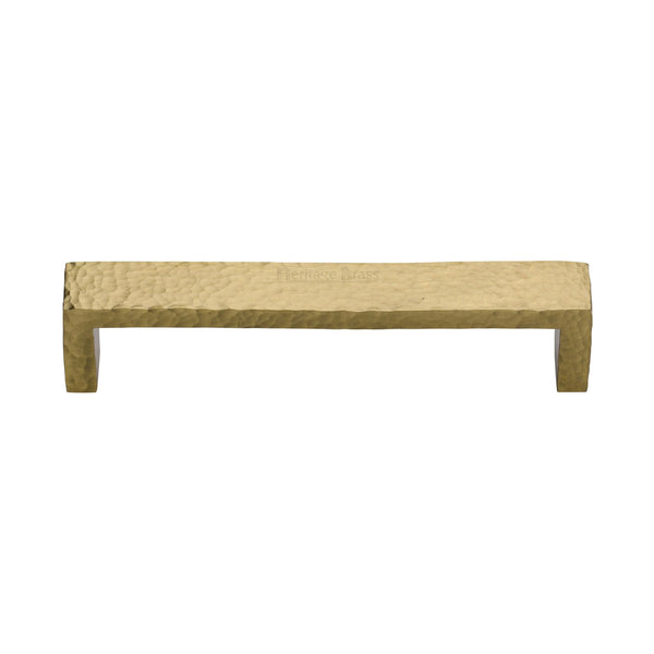 Heritage Brass Cabinet Pull Hammered Wide Metro Design 160mm CTC Satin Brass Finish - C4525 160-SB - Choice Handles